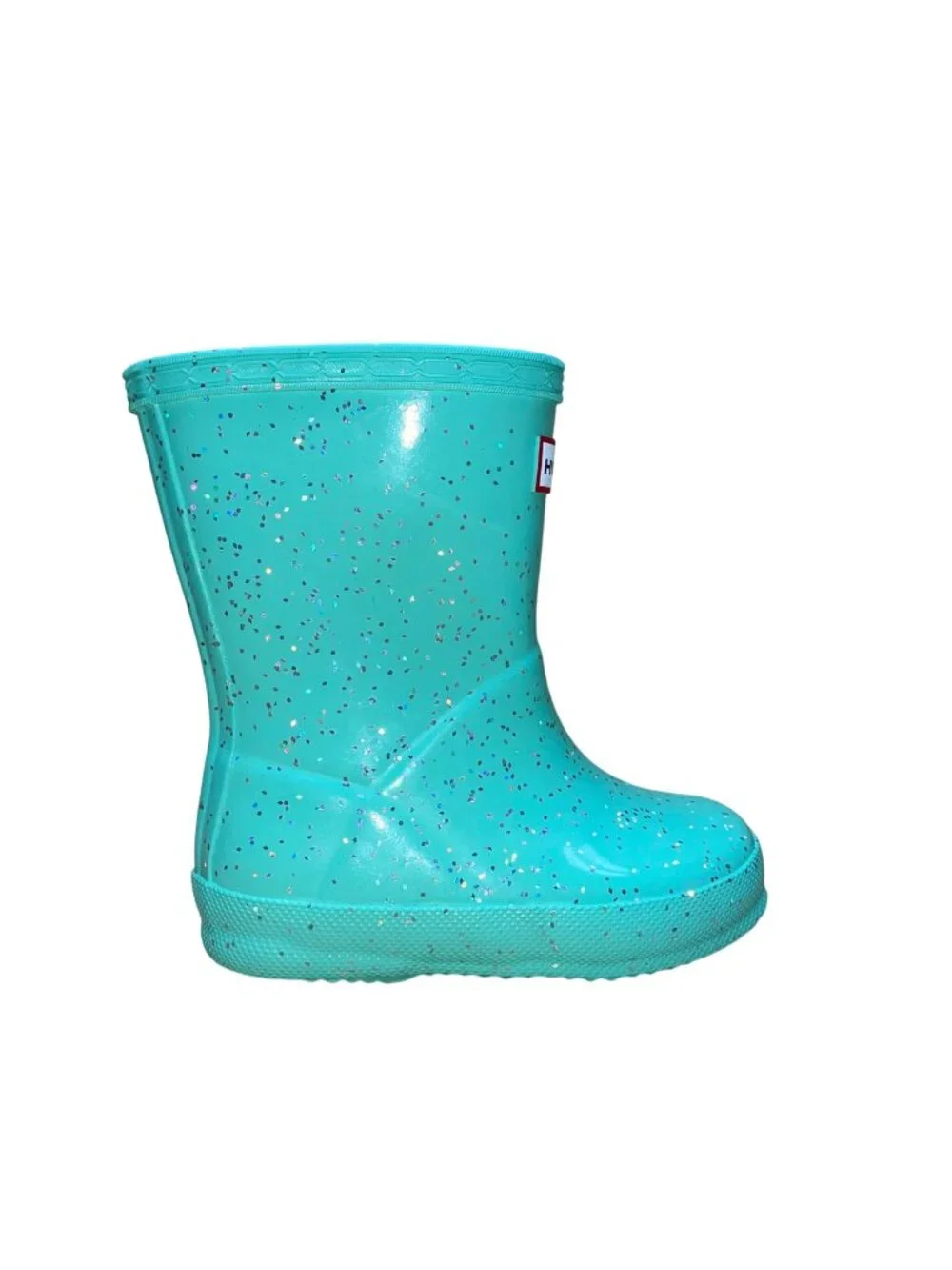 Hunter Kids Teal Rubber Glitter Waterproof Rain Boots Size US 6/7